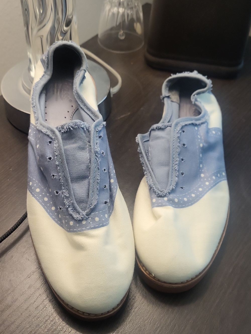 Bass Two-Tone Canvas Slip-On Sneakers in Light Blue and White